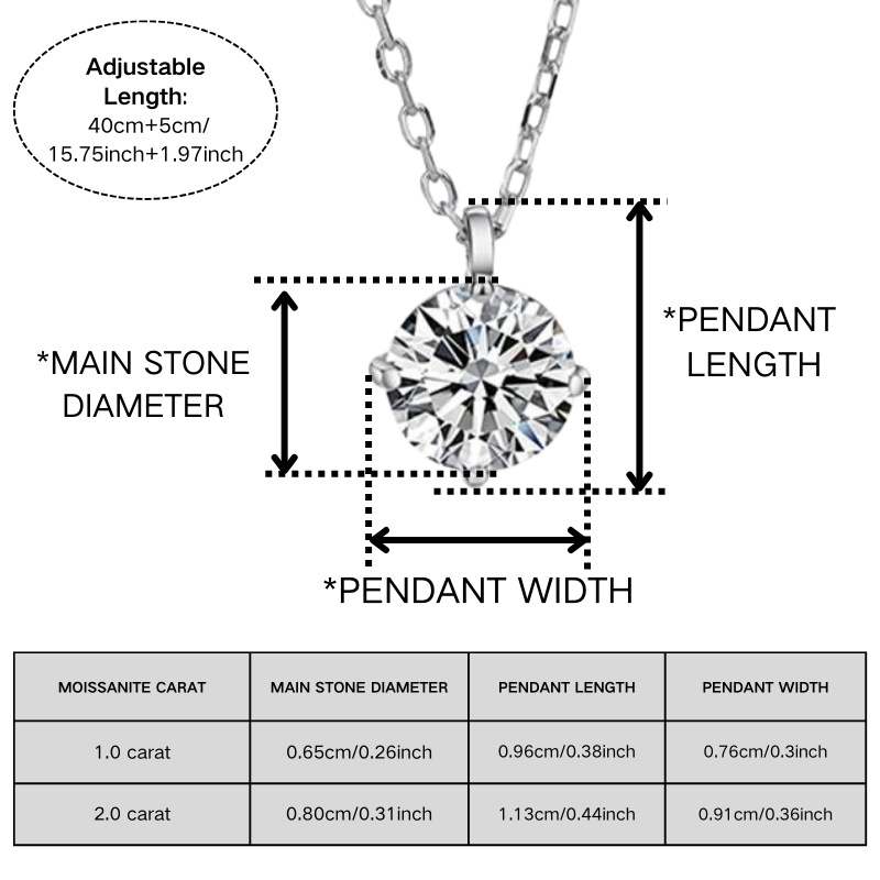 Elegant 925 Sterling Silver Moissanite Necklace, Gift Ready